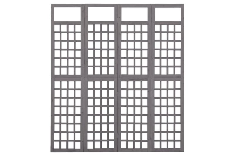 4-panels rumdeler/espalier 161x180 cm massivt fyrretræ grå - Grå - Have - Havearbejde & dyrkning - Drivhuse - Drivhustilbehør