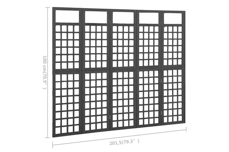 5-panels rumdeler/espalier 201,5x180 cm massivt fyrretræ - Sort - Have - Havearbejde & dyrkning - Drivhuse - Drivhustilbehør