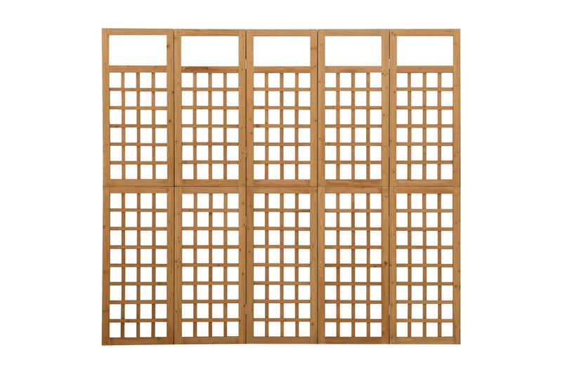 5-panels rumdeler/espalier 201,5x180 cm massivt grantræ - Brun - Have - Havearbejde & dyrkning - Drivhuse - Drivhustilbehør