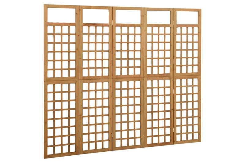 5-panels rumdeler/espalier 201,5x180 cm massivt grantræ - Brun - Have - Havearbejde & dyrkning - Drivhuse - Drivhustilbehør