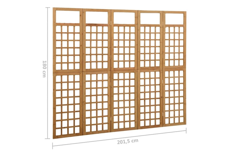 5-panels rumdeler/espalier 201,5x180 cm massivt grantræ - Brun - Have - Havearbejde & dyrkning - Drivhuse - Drivhustilbehør