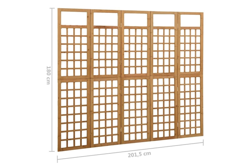5-panels rumdeler/espalier 201,5x180 cm massivt grantræ - Brun - Drivhustilbehør - Espailer