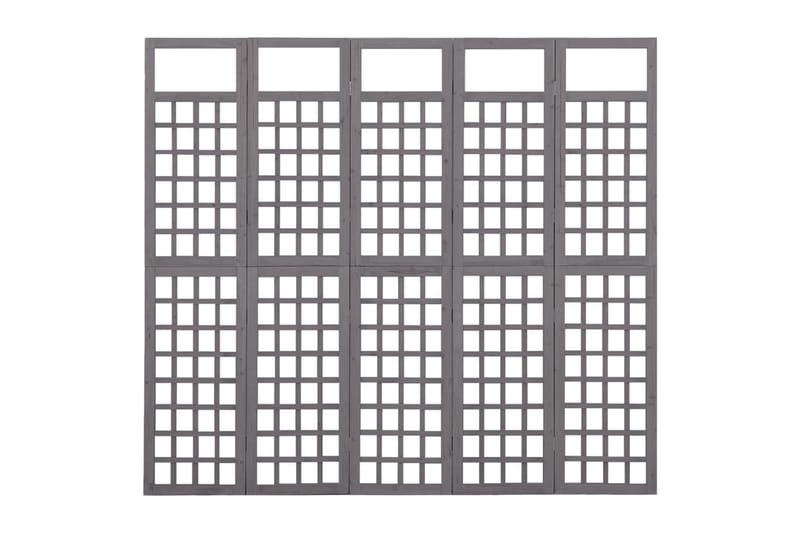 5-panels rumdeler/espalier 201,5x180 cm massivt fyrretræ grå - Grå - Have - Havearbejde & dyrkning - Drivhuse - Drivhustilbehør