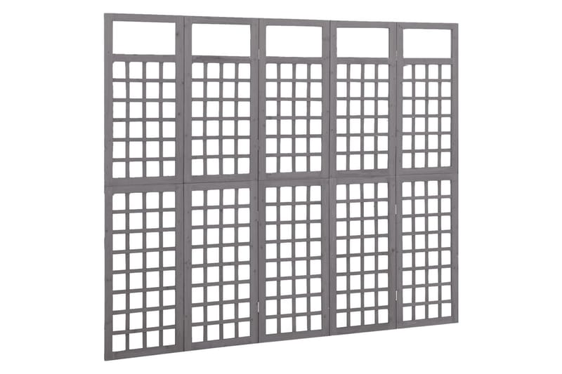 5-panels rumdeler/espalier 201,5x180 cm massivt fyrretræ grå - Grå - Have - Havearbejde & dyrkning - Drivhuse - Drivhustilbehør