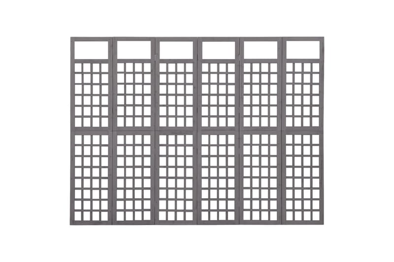 6-panels rumdeler/espalier 242,5x180 cm massivt fyrretræ grå - Grå - Have - Havearbejde & dyrkning - Drivhuse - Drivhustilbehør
