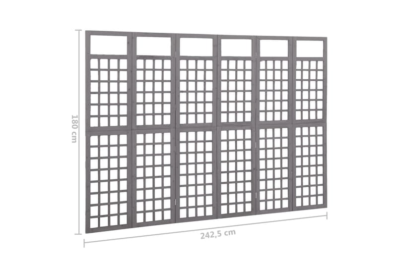 6-panels rumdeler/espalier 242,5x180 cm massivt fyrretræ grå - Grå - Have - Havearbejde & dyrkning - Drivhuse - Drivhustilbehør