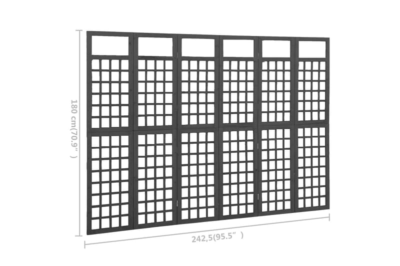 6-panels rumdeler/espalier 242,5x180 cm massivt fyrretræ - Sort - Have - Havearbejde & dyrkning - Drivhuse - Drivhustilbehør