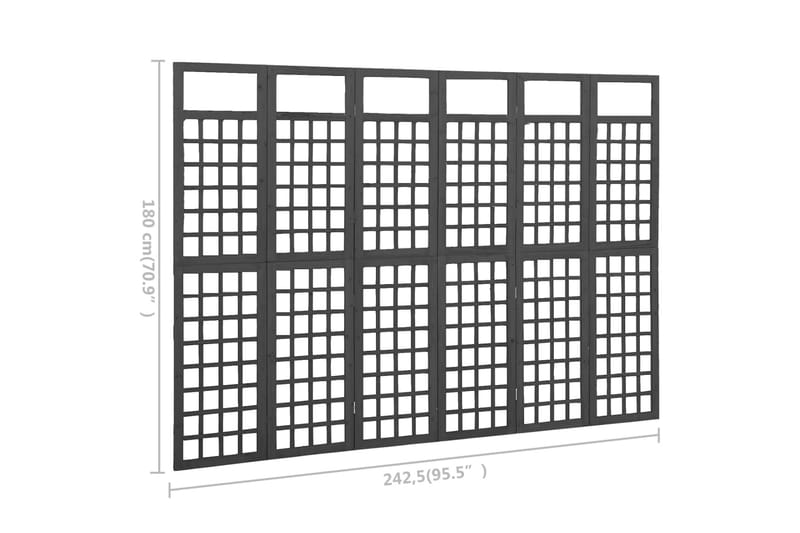 6-panels rumdeler/espalier 242,5x180 cm massivt fyrretræ - Sort - Drivhustilbehør - Espailer