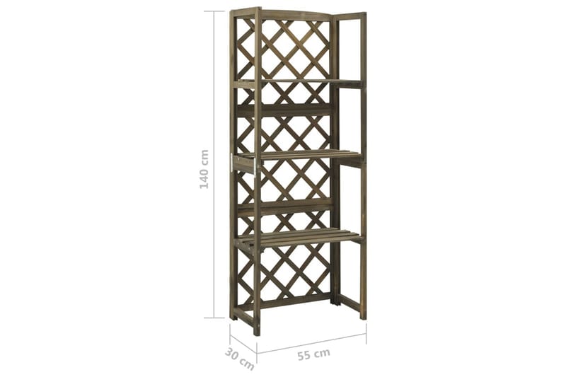 espalier med hylder 55x30x140 cm massivt grantræ grå - Grå - Have - Havearbejde & dyrkning - Drivhuse - Drivhustilbehør
