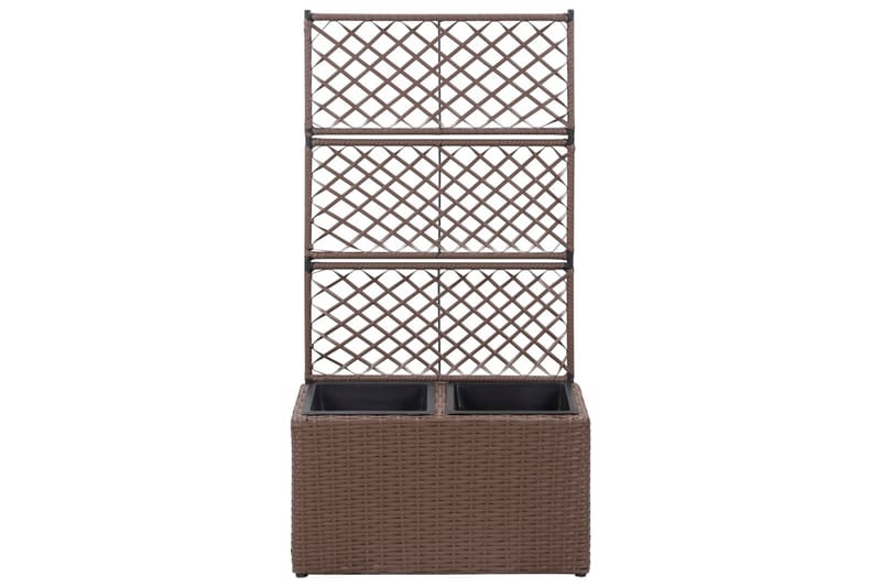 Espalier med Plantekasse 2 Krukker 58x30x107 Polyrattan Brun - Brun - Have - Havearbejde & dyrkning - Drivhuse - Drivhustilbehør
