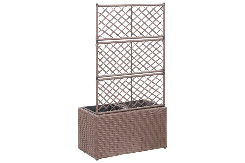 Espalier med Plantekasse 2 Krukker 58x30x107 Polyrattan Brun - Brun - Have - Havearbejde & dyrkning - Drivhuse - Drivhustilbehør