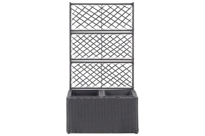 Espalier med Plantekasse 2 Krukker 58x30x107 Polyrattan Sort - Sort - Have - Havearbejde & dyrkning - Drivhuse - Drivhustilbehør