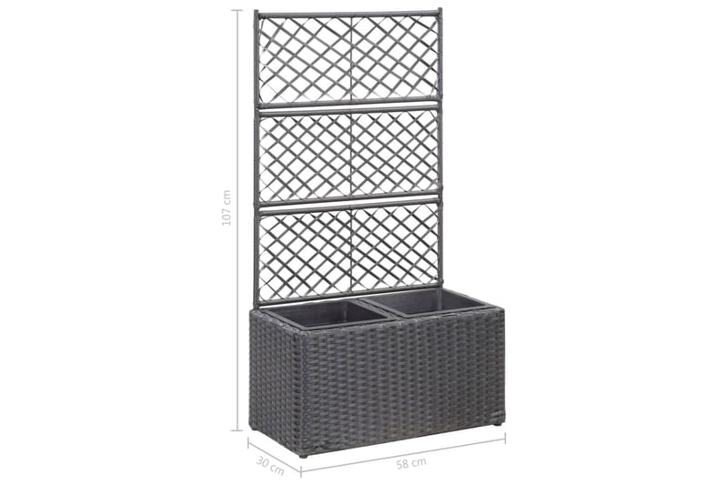 Espalier med Plantekasse 2 Krukker 58x30x107 Polyrattan Sort - Sort - Have - Havearbejde & dyrkning - Drivhuse - Drivhustilbehør