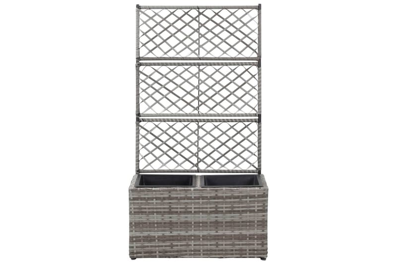 Espalier med Plantekasse 2 Krukker 58x30x107 Polyrattan Grå - Grå - Have - Havearbejde & dyrkning - Drivhuse - Drivhustilbehør