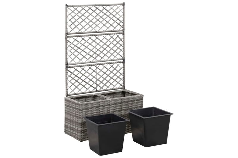 Espalier med Plantekasse 2 Krukker 58x30x107 Polyrattan Grå - Grå - Have - Havearbejde & dyrkning - Drivhuse - Drivhustilbehør