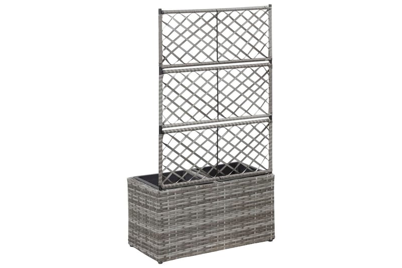 Espalier med Plantekasse 2 Krukker 58x30x107 Polyrattan Grå - Grå - Have - Havearbejde & dyrkning - Drivhuse - Drivhustilbehør
