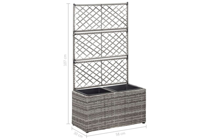 Espalier med Plantekasse 2 Krukker 58x30x107 Polyrattan Grå - Grå - Have - Havearbejde & dyrkning - Drivhuse - Drivhustilbehør