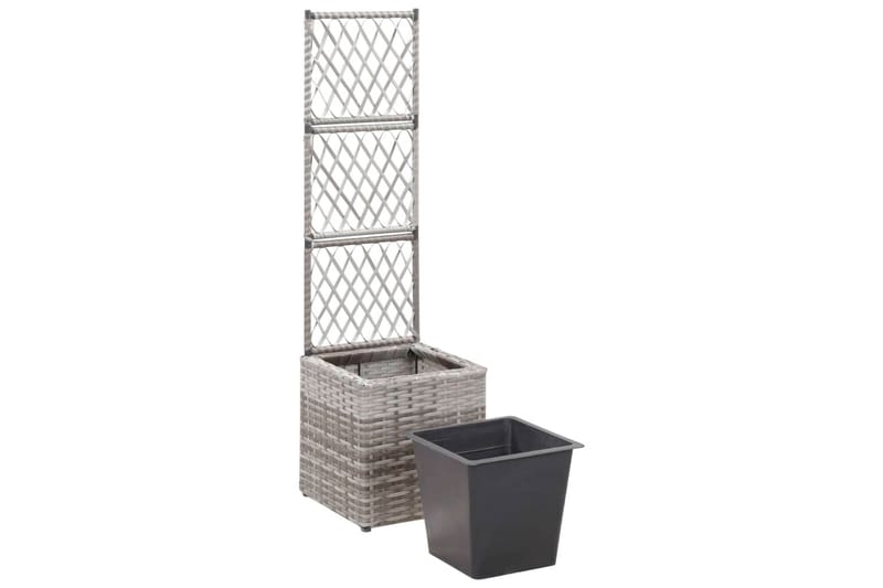 Espalier med Plantekasse 1 Krukke 30x30x107cm Polyrattan - Grå - Have - Havearbejde & dyrkning - Drivhuse - Drivhustilbehør