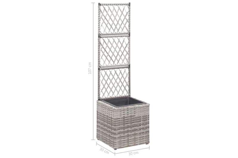 Espalier med Plantekasse 1 Krukke 30x30x107cm Polyrattan - Grå - Have - Havearbejde & dyrkning - Drivhuse - Drivhustilbehør