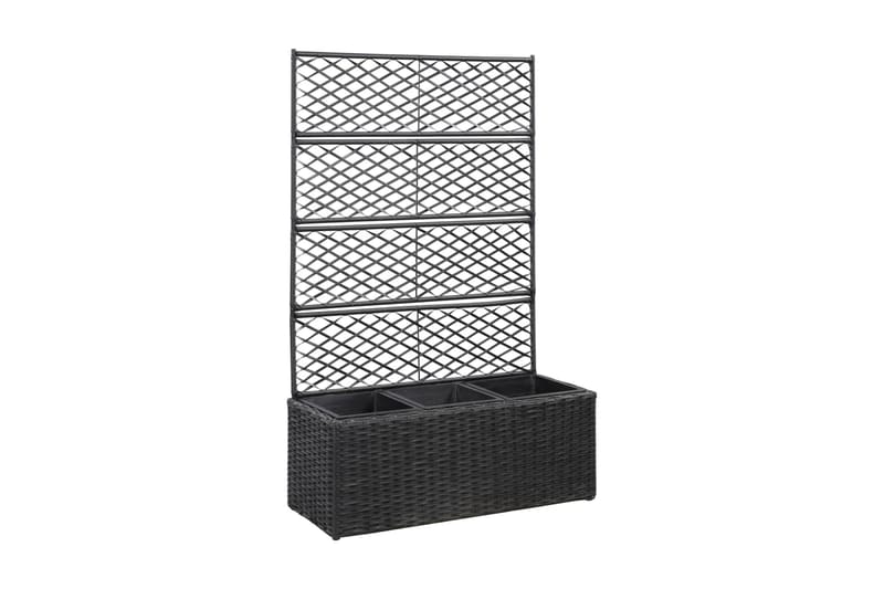 Espalier med Plantekasse 3 Krukker 83x30x130cm Polyrattan - Sort - Have - Havearbejde & dyrkning - Drivhuse - Drivhustilbehør