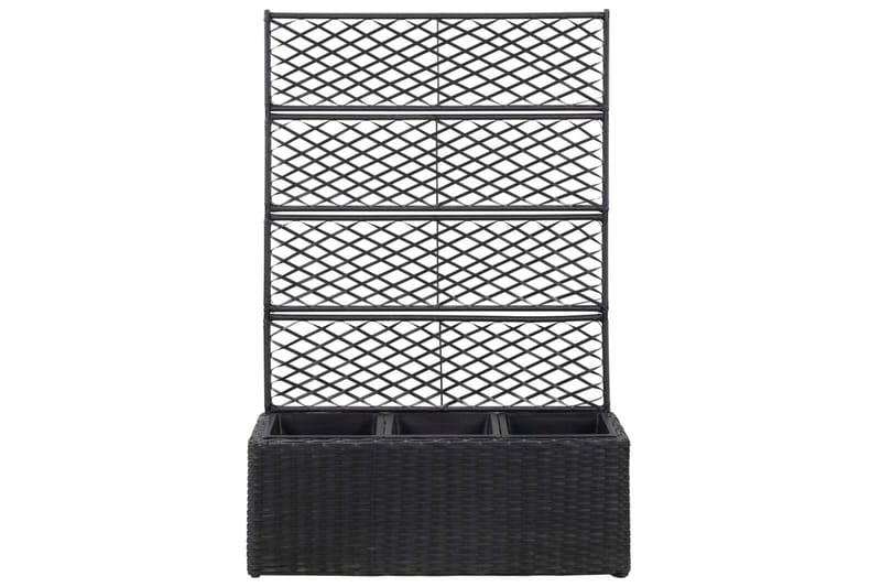 Espalier med Plantekasse 3 Krukker 83x30x130cm Polyrattan - Sort - Have - Havearbejde & dyrkning - Drivhuse - Drivhustilbehør