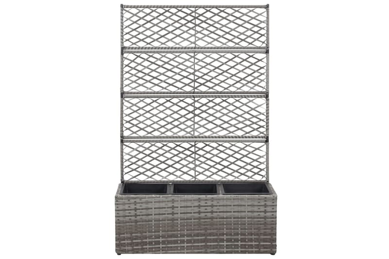 Espalier med Plantekasse 3 Krukker 83x30x130cm Polyrattan - Grå - Have - Havearbejde & dyrkning - Drivhuse - Drivhustilbehør