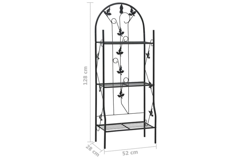 Plantestativ Med 3 Hylder 52X28X128 cm Jern Sort - Have - Havearbejde & dyrkning - Drivhuse - Drivhustilbehør