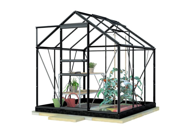 Lykke Glas Drivhus 3,8 m2 - Sort - Have - Havearbejde & dyrkning - Drivhuse
