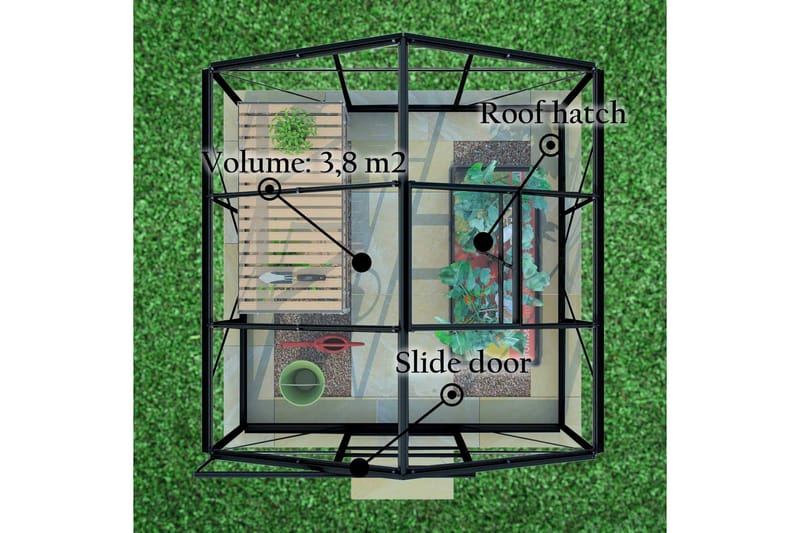 Lykke Glas Drivhus 3,8 m2 - Sort - Have - Havearbejde & dyrkning - Drivhuse
