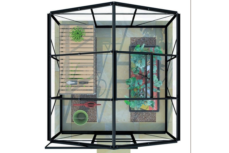 Lykke Glas Drivhus 3,8 m2 - Sort - Have - Havearbejde & dyrkning - Drivhuse