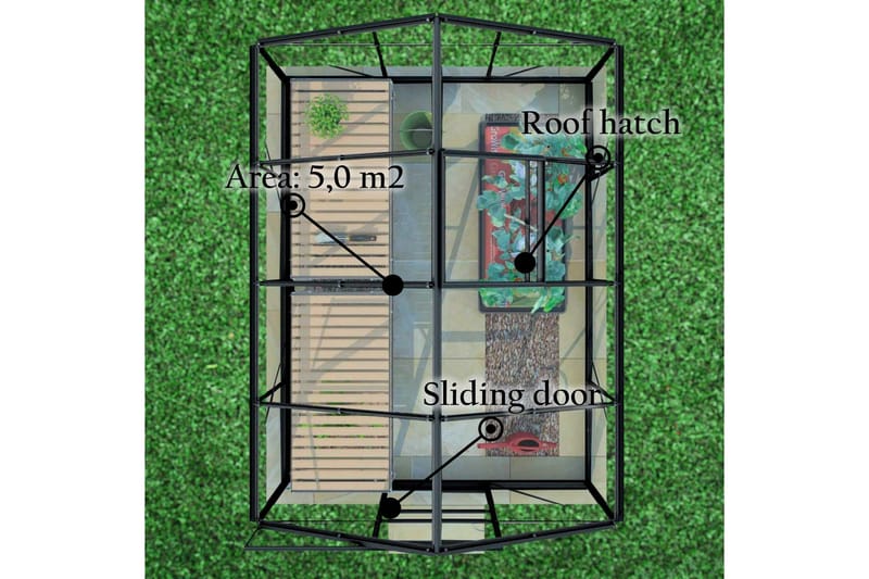 Lykke Glas Drivhus 5 m2 - Sort - Have - Havearbejde & dyrkning - Drivhuse