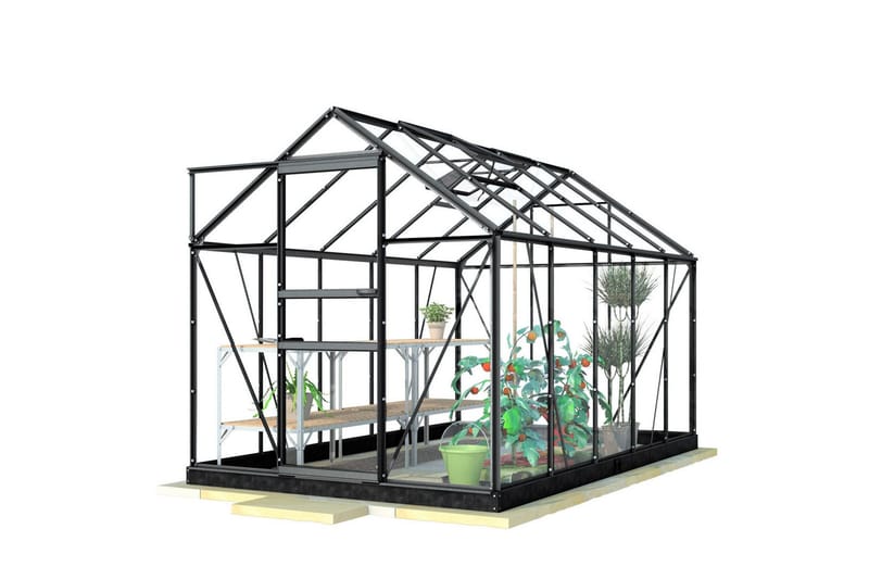 Lykke Glas Drivhus 6,2 m2 - Sort - Have - Havearbejde & dyrkning - Drivhuse