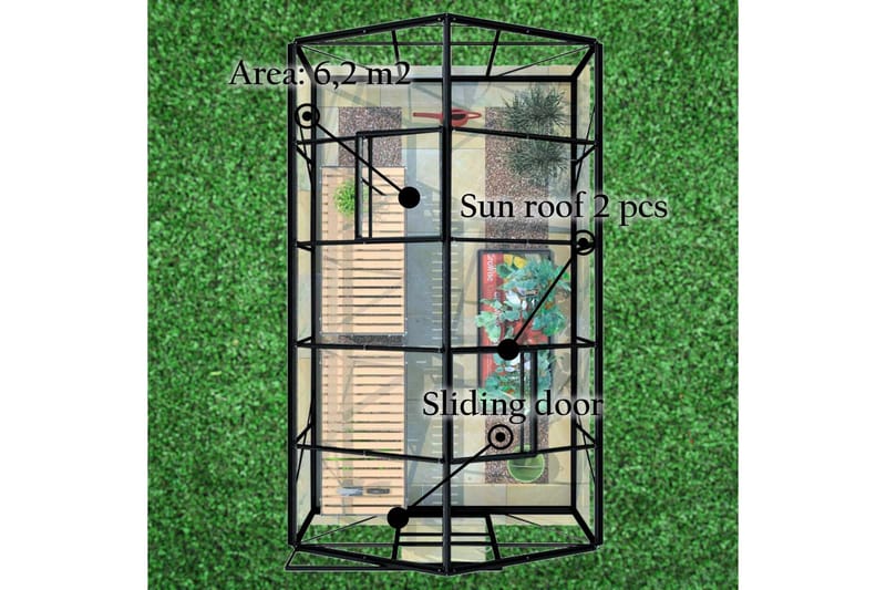 Lykke Glas Drivhus 6,2 m2 - Sort - Have - Havearbejde & dyrkning - Drivhuse