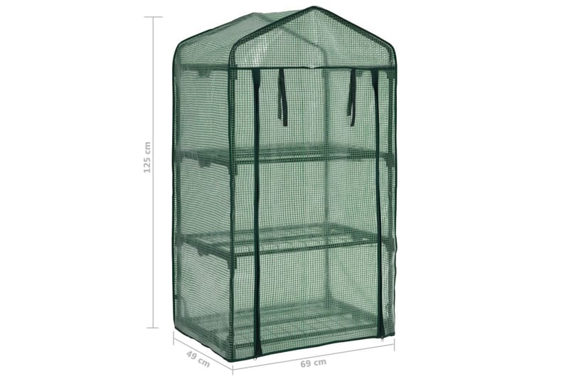 Minidrivhus I 3 Niveauer 69 X 49 X 125 Cm - Grøn - Have - Havearbejde & dyrkning - Drivhuse