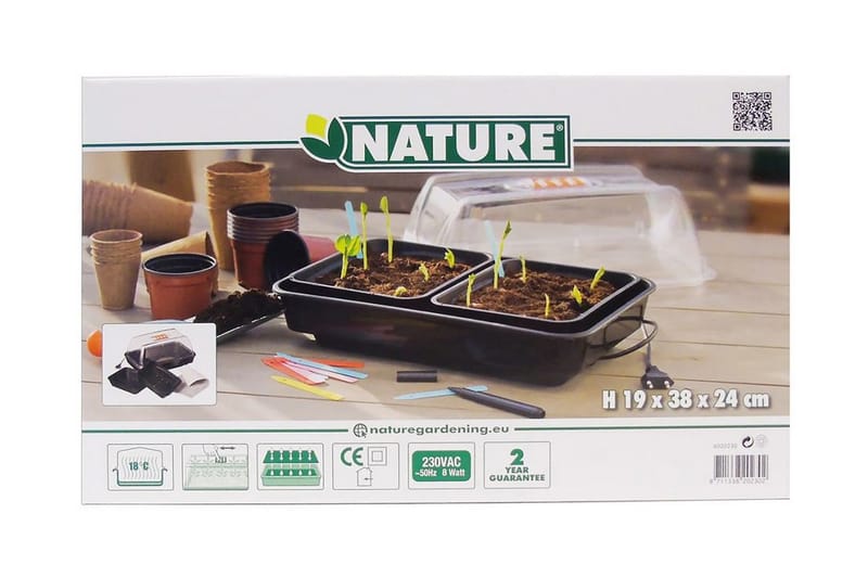 Nature minidrivhus med varmeelement 38 x 24 x 19 cm - gennemsigtig - Have - Havearbejde & dyrkning - Drivhuse