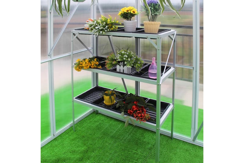 Drivhusbord med planteringskasser 97x41x113 cm - Sølv - Plantebord - Pottebænk