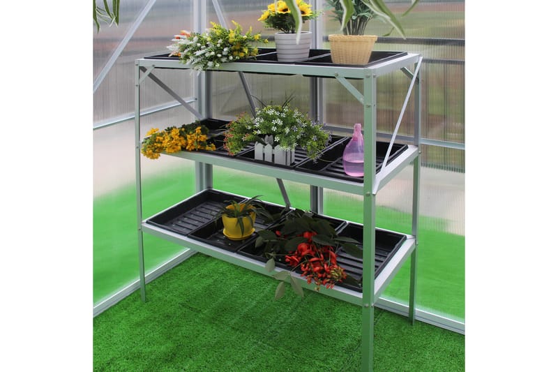 Drivhusbord med planteringskasser 97x41x113 cm - Sølv - Plantebord - Pottebænk