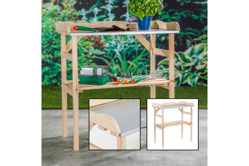 HI plantebord 82x38x78 cm træ - Beige - Have - Havearbejde & dyrkning - Drivhuse - Plantebord