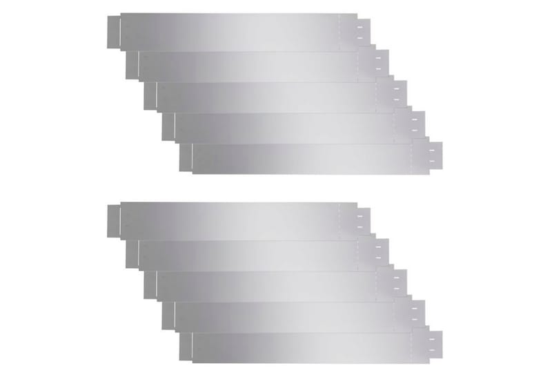 Fleksibel Bedkant 10 Stk. Galvaniseret Stål 100 X 15 Cm - Sølv - Rabatkant