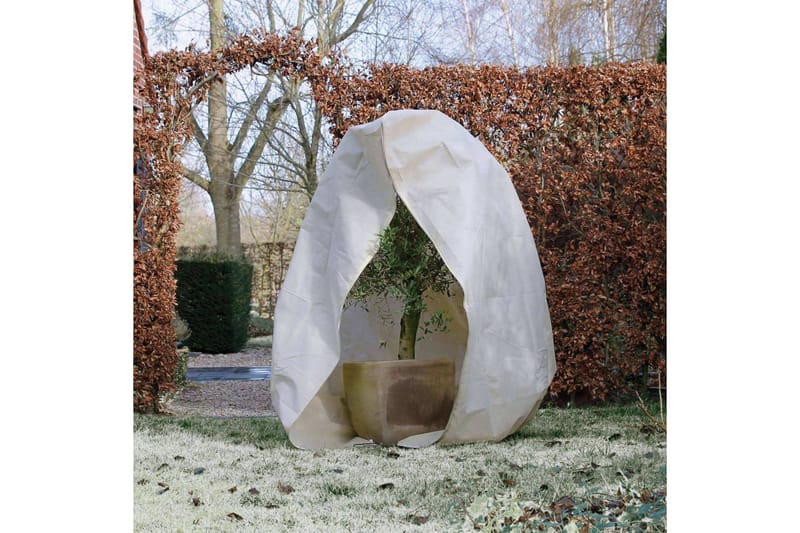 Nature frostdækken i fleece med lynlås 70 g/m² 2x2,5 m beige - Beige - Bærnet - Plastiknet & havenet