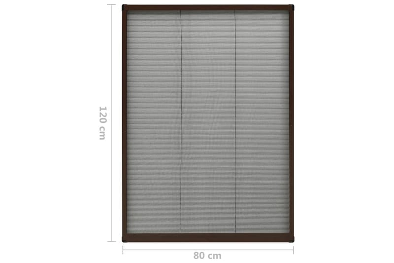 Plisseret insektnet til vinduer 80x120 cm aluminium brun - Brun - Friluftsudstyr - Myggenet - Myggebeskyttelse