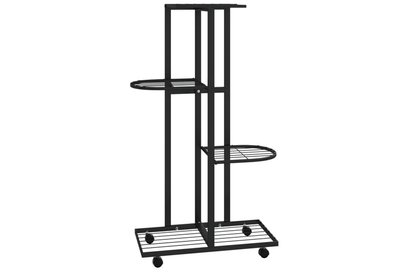 beBasic blomsterstativ 4 niveauer med hjul 44x23x80 cm jern sort - Sort - Have - Havearbejde & dyrkning - Dyrkning - Urtepotteskjulere & blomsterkrukker - Blomsterreol & blomsterstativ