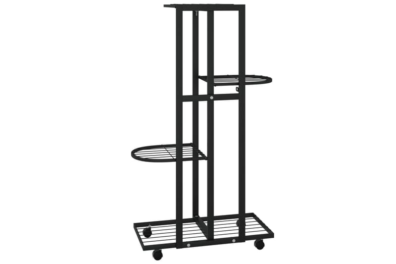 beBasic blomsterstativ 4 niveauer med hjul 44x23x80 cm jern sort - Sort - Have - Havearbejde & dyrkning - Dyrkning - Urtepotteskjulere & blomsterkrukker - Blomsterreol & blomsterstativ