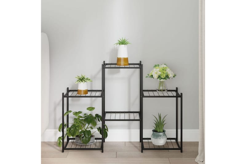 beBasic blomsterstativ 83x25x60 cm jern sort - Sort - Have - Havearbejde & dyrkning - Dyrkning - Urtepotteskjulere & blomsterkrukker - Blomsterreol & blomsterstativ