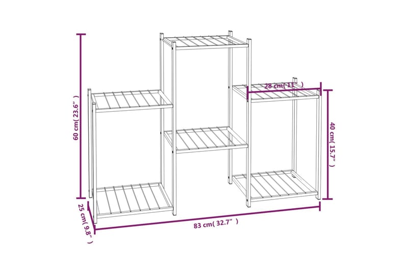 beBasic blomsterstativ 83x25x60 cm jern sort - Sort - Have - Havearbejde & dyrkning - Dyrkning - Urtepotteskjulere & blomsterkrukker - Blomsterreol & blomsterstativ