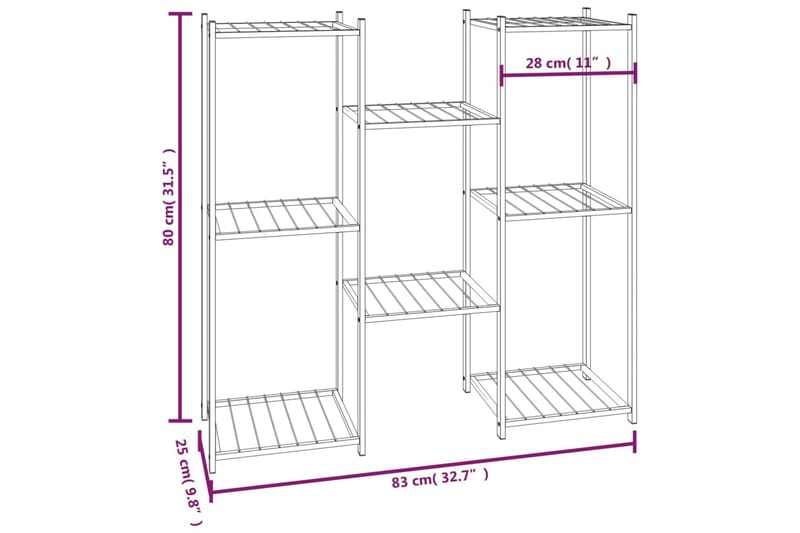 beBasic blomsterstativ 83x25x80 cm jern sort - Sort - Have - Havearbejde & dyrkning - Dyrkning - Urtepotteskjulere & blomsterkrukker - Blomsterreol & blomsterstativ