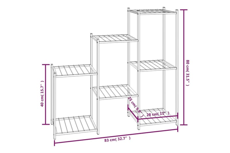 beBasic blomsterstativ 83x25x80 cm jern sort - Sort - Have - Havearbejde & dyrkning - Dyrkning - Urtepotteskjulere & blomsterkrukker - Blomsterreol & blomsterstativ