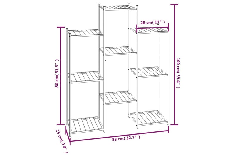 beBasic blomsterstativ 85x25x100 cm jern sort - Sort - Have - Havearbejde & dyrkning - Dyrkning - Urtepotteskjulere & blomsterkrukker - Blomsterreol & blomsterstativ