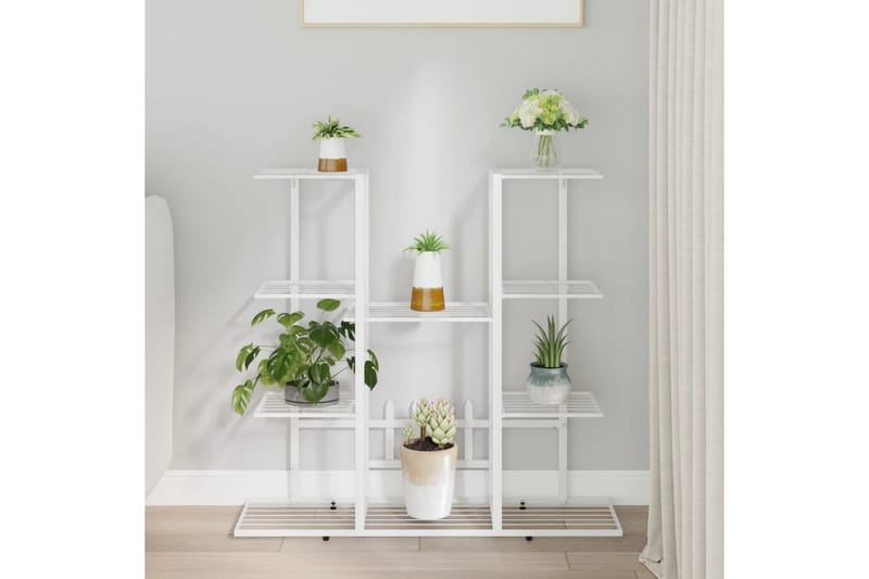 beBasic blomsterstativ 94,5x25x89 cm jern hvid - Hvid - Have - Havearbejde & dyrkning - Dyrkning - Urtepotteskjulere & blomsterkrukker - Blomsterreol & blomsterstativ