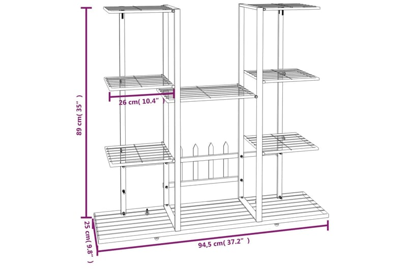 beBasic blomsterstativ 94,5x25x89 cm jern sort - Sort - Have - Havearbejde & dyrkning - Dyrkning - Urtepotteskjulere & blomsterkrukker - Blomsterreol & blomsterstativ